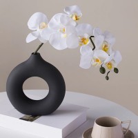ViaCassandra Modern Oval Black Vase – Minimalist Decorative Flower Vase for Home and Office