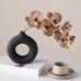 ViaCassandra Modern Oval Black Vase – Minimalist Decorative Flower Vase for Home and Office